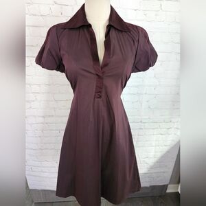 BCBG Maxazria Tie-Back A-Line Dress w/ Satin Accents | Burgundy | XS | EUC